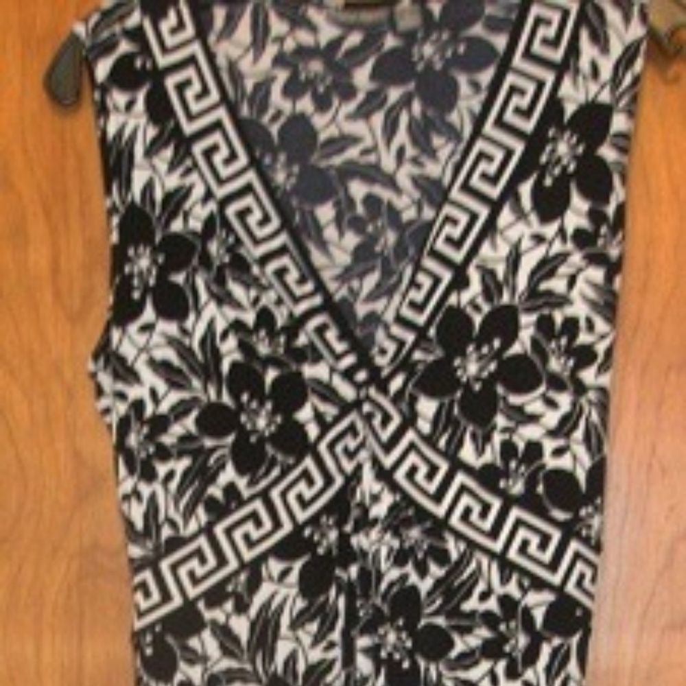 Apt. 9 Ladies Black & White Floral Print Tie Back